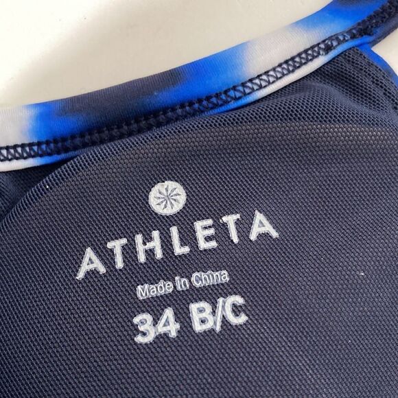 Athleta blue and white tie-dye twist front bikini top size 34B/CM - Picture 4 of 6